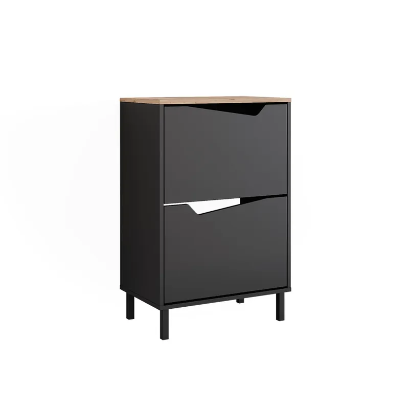 Basculator de pantofi Marelle Antracit/Artisan 60x91.6 cm cu 2 compartimente Vicco Reducere de preț