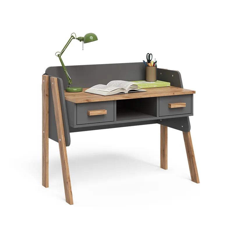 Preferatul clienților Birou Malia Gri/Artisan 97 x 51 cm cu 2 sertare Vitalispa