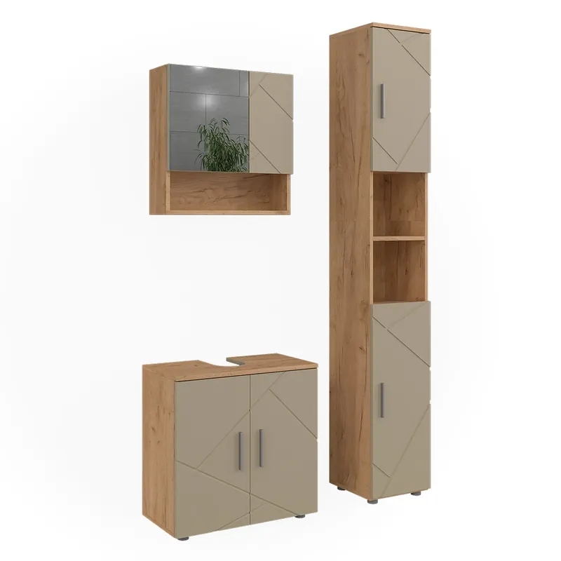 Set mobilier baie Irma Bej 3 părți Vicco Noutate