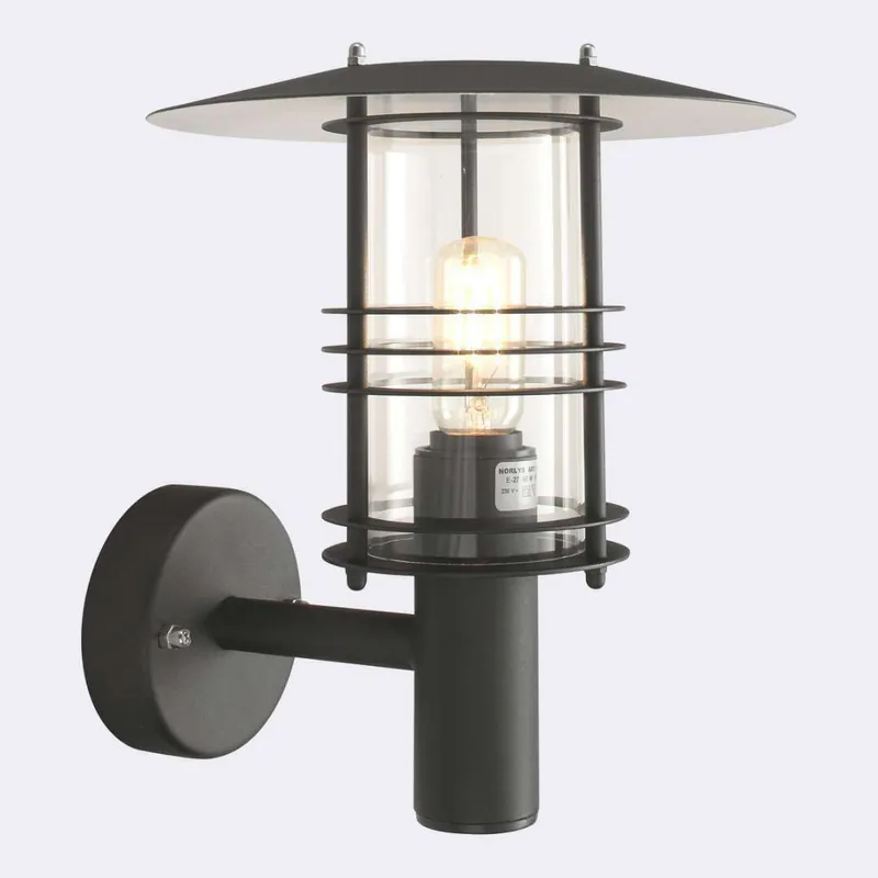 Preferatul clienților Lampă de perete pentru exterior STOCKHOLM 280B negru 9005 E27 Norlys