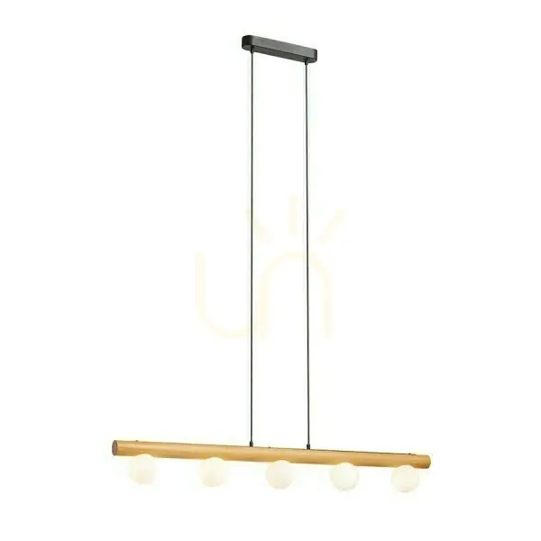 Chilipir Noctis Lămpă cu pandantiv din lemn / sticlă opală 230 V Led G9 5x7 W.