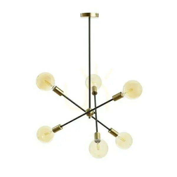 Artemia 6 Lampă suspendată pe stâlp negru alamă periat 230 V Led E27 6x15 W. Doar azi