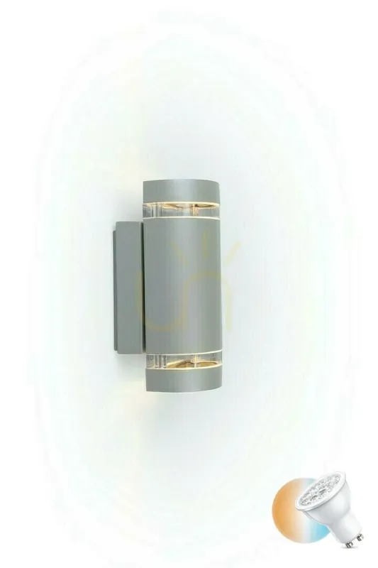 Lampă de perete exterior Lutec Focus 5604023112 argintiu aluminiu 2x35W IP44 Preferatul clienților