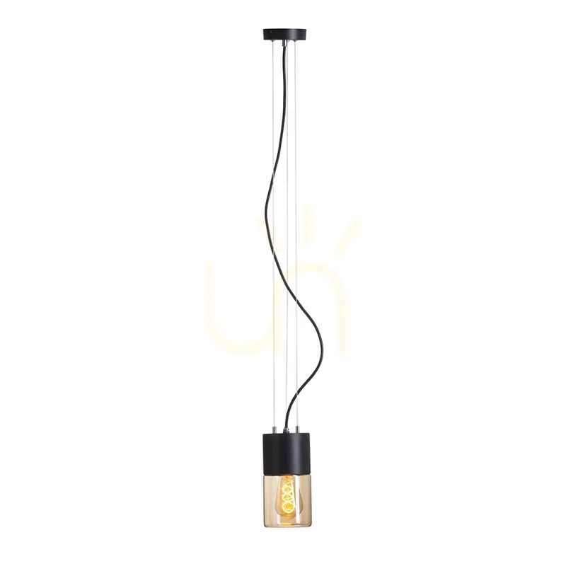 Disponibil imediat Rendl R14130 Quinn Lampă suspendată pentru exterior, Ip54 negru, sticlă de chihlimbar