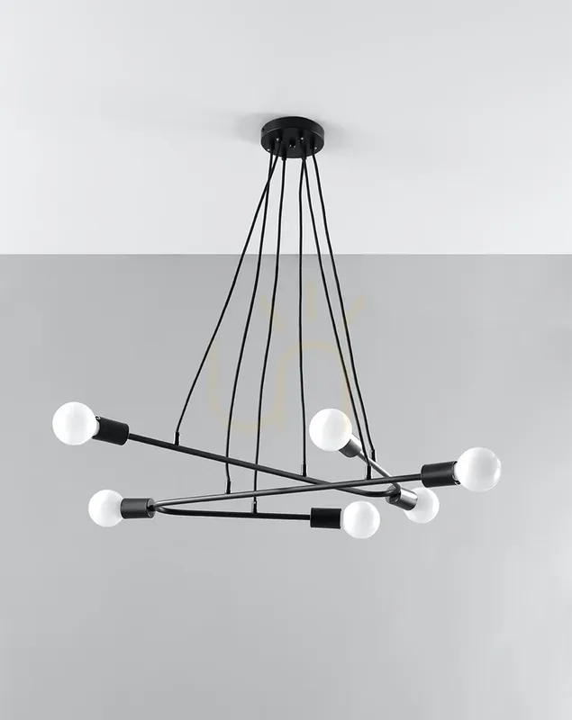 Lampă suspendată ASTRAL 6 negru Sollux Ofertă de sezon