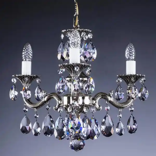 Cel mai vândut Candelabru Cristal Bohemia Exclusive 3 brate, diam.50cm JARMILA III. nickel antique 8007 CE