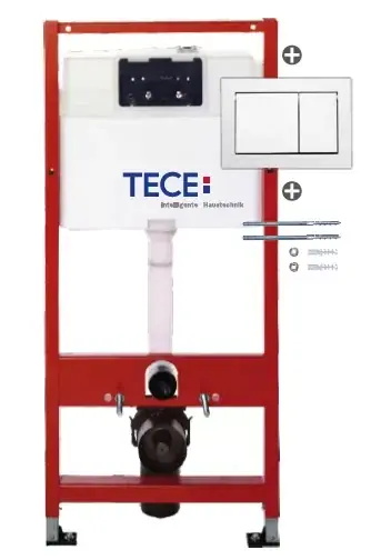 Set 4 in 1 rezervor incastrat cu cadru si clapeta actionare alba Tece Base 9400400 Reducere de preț