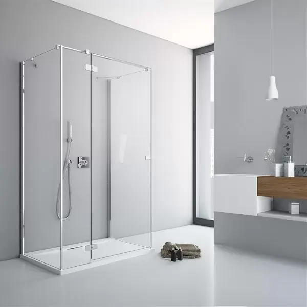 Ultima șansă Cabina de dus rectangulara, cu 3 laturi si usa pivotanta, crom lucios, Radaway Fuenta New KDJ+S