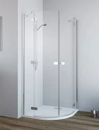 Cabina de dus semirotunda, cu usi pivotante, crom lucios, Radaway Fuenta New PDD Popular