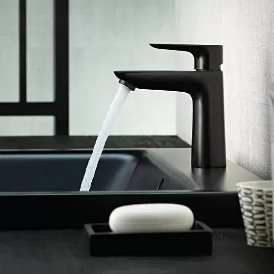 Lichidare de stoc Baterie lavoar monocomanda 110, fara ventil, negru mat (matt black), Hansgrohe Talis E 71712670