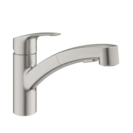 Baterie bucatarie monocomanda, cu dus extractibil, crom mat (supersteel), Grohe Eurosmart New 30305DC1 Nu rata