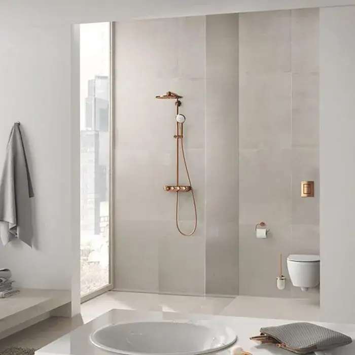 Sistem de dus cu baterie termostatata, cupru lucios (warm sunset), Grohe Euphoria SmartControl System 310 Duo 26507DA0 Noutate