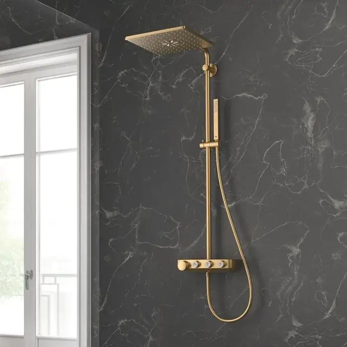 Sistem de dus cu baterie termostatata, auriu mat (brushed cool sunrise), Grohe Euphoria SmartControl System 310 Duo Cube 26508GN0 Noutate
