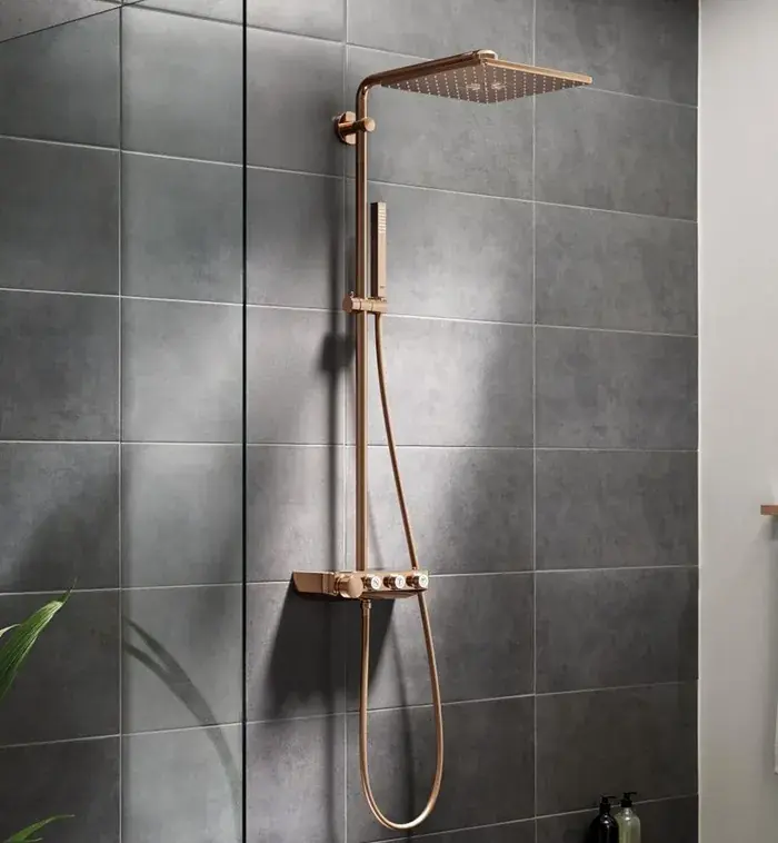 Sistem de dus cu baterie termostatata, cupru mat (brushed warm sunset), Grohe Euphoria SmartControl System 310 Duo Cube 26508DL0 Premium