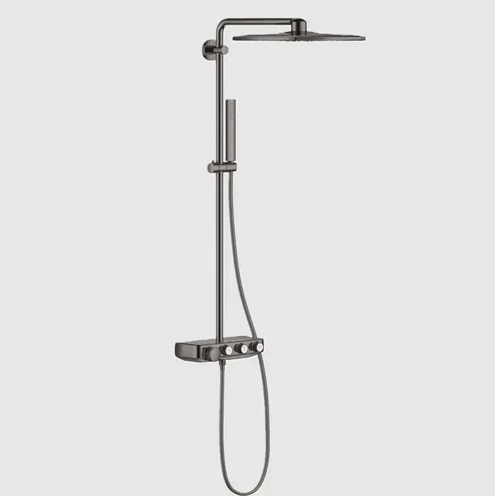 Sistem de dus cu baterie termostatata, antracit lucios (hard graphite), Grohe Euphoria SmartControl System 310 Duo Cube 26508A00 Chilipir