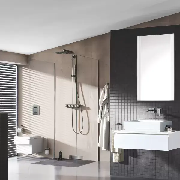 Sistem de dus cu baterie termostatata, antracit mat (brushed hard graphite), Grohe Euphoria SmartControl System 310 Duo Cube 26508AL0 Plată securizată