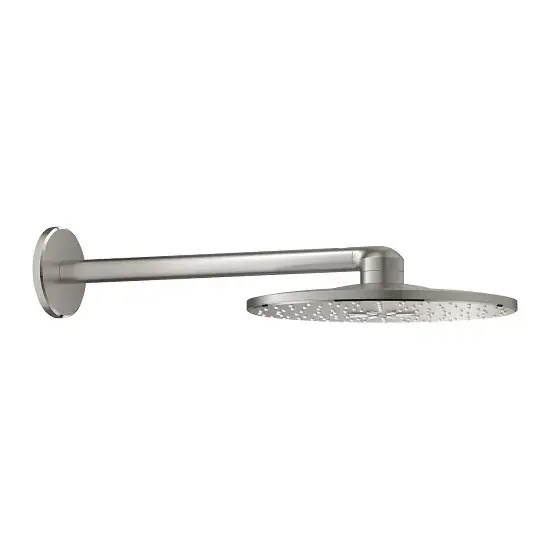Promoție Set para de dus fixa 2 jet, cu brat 430 mm, crom mat (supersteel), Grohe Rainshower 310 SmartActiv 26475DC0