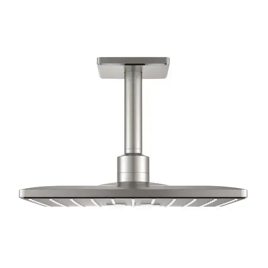 Set para de dus fixa cu brat 142 mm, crom mat (supersteel), Grohe Rainshower SmartActiv 310 Cube 26481DC0 Super ofertă
