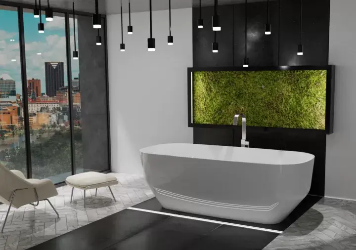 Mai ieftin Cada de baie freestanding marmura compozit, ovala 165, alba, Vayer Serpens 2