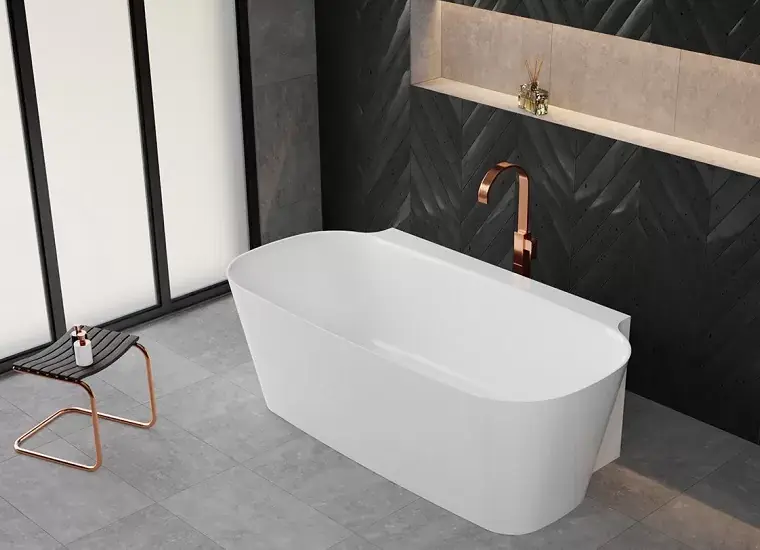 Ofertă exclusivă Cada de baie freestanding marmura compozit, ovala 164, alba, Vayer Nova 2