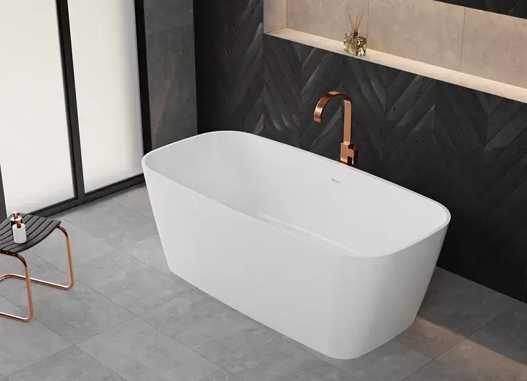 Cada de baie freestanding marmura compozit, dreptunghiulara 151, alba, Vayer Volans Reducere