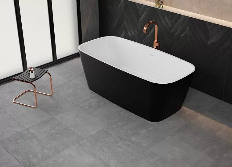 Cada de baie freestanding marmura compozit, dreptunghiulara 151, Black & White, Vayer Volans Cel mai bun preț