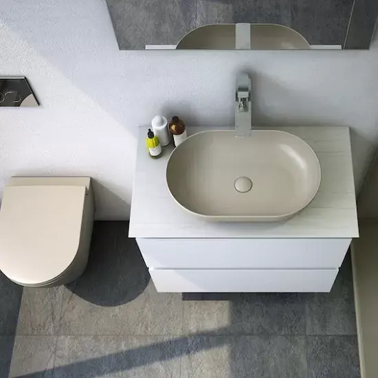 Lavoar pe blat, ceramica sanitara, oval 55x35 cm, fara preaplin, Rak Feeling slim Preț redus
