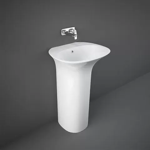 Noutate Lavoar freestanding 55x46 cm, ceramica sanitara, fara orificiu baterie, alb lucios, Rak Ceramics Sensation SENFS5500AWHA