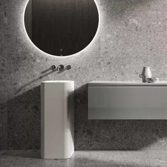 Lavoar freestanding patrat 36 cm, ceramica sanitara, fara orificiu baterie, alb lucios, Rak Ceramics Petit PETFS23600AWHA Cel mai vândut