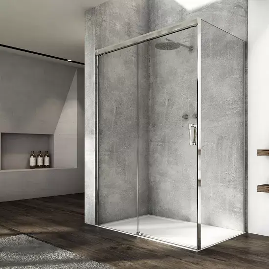 Cabina de dus rectangulara, cu usa culisanta, din doua bucati, crom lucios, Ronal Cadura CAS2 + CAST Ofertă