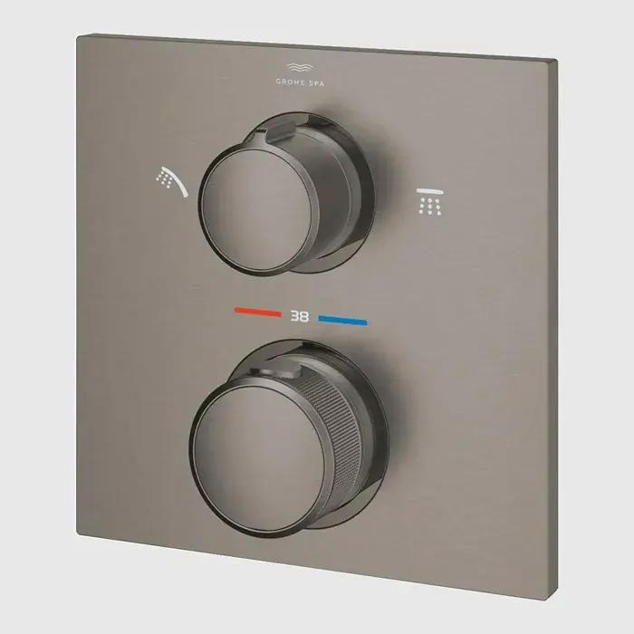 Promoție Baterie de dus termostatata, incastrata, 2 functie, antracit mat (brushed hard graphite), Grohe Allure 29181AL2