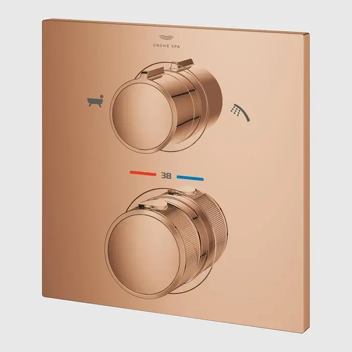 Baterie cada dus termostatata, incastrata, 2 functie, cupru lucios (warm sunset), Grohe Allure 19446DA2 Preferatul clienților
