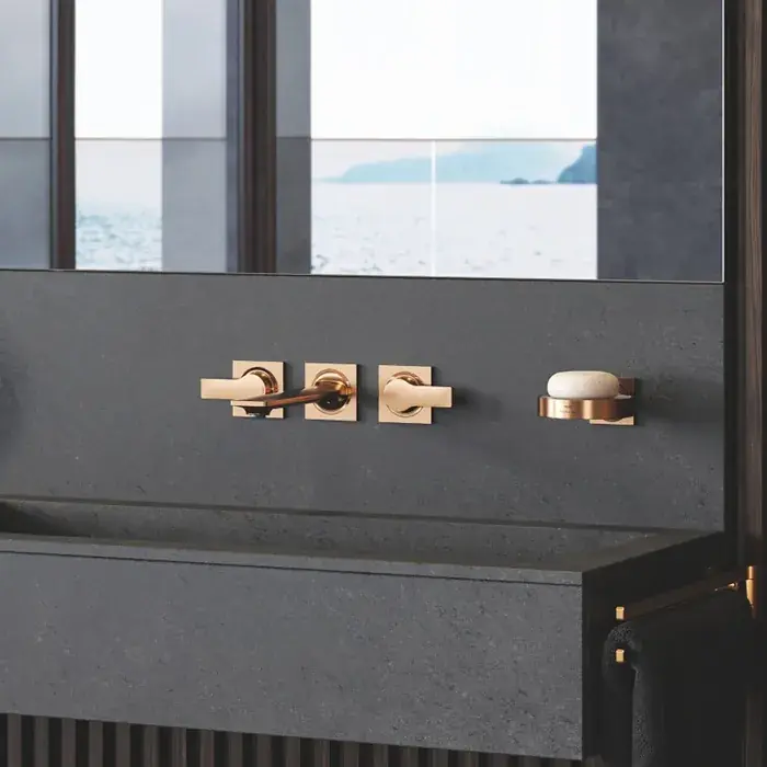 Baterie lavoar dubla comanda, marimea M, cu 3 orificii, cupru lucios (warm sunset), Grohe Allure 20193DA2 Premium