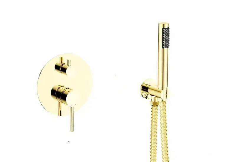 Set Baterie cada dus monocomanda, montaj incastrat, cu Set de dus inclus, auriu deschis, Besco Veo BWP-P-JZ Reducere specială