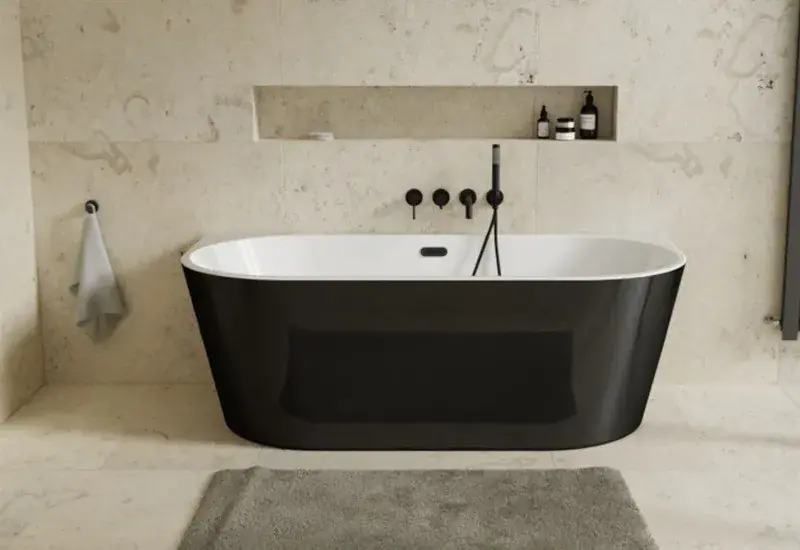 Bestseller Cada de baie freestanding, cu preaplin cu fanta, dreptunghiulara 160 cm, Black&White, Besco Vica