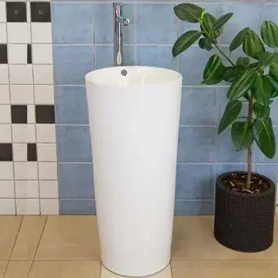Cel mai vândut Lavoar freestanding rotund 40 cm, cu orificiu pentru preaplin, Fluminia Athos H16C