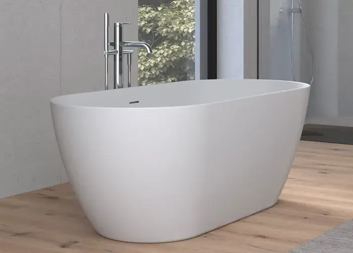Ofertă de sezon Cada de baie freestanding ovala 170 cm, marmura compozit, alb mat, Fluminia Vezuv DR170X80GOMAT