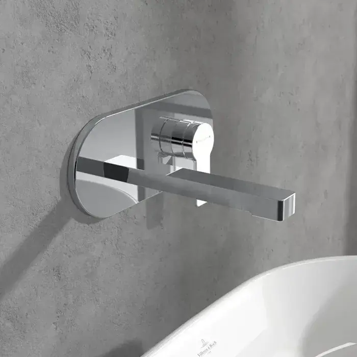 Nu rata Baterie lavoar monocomanda, incastrata, cu AquaSmart, cu ventil push-open, crom lucios, Villeroy & Boch Architectura TVW10311211061