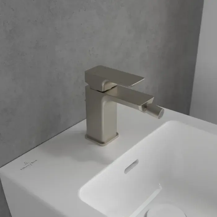 Baterie bideu monocomanda, AquaSmart, cu ventil pop-up, nichel periat, Villeroy & Boch Subway 3.0 TVB11200100064 Doar azi