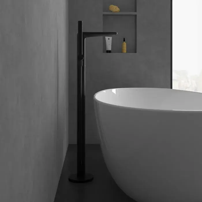 Baterie cada dus monocomanda, freestanding, fara set de dus, negru mat, Villeroy & Boch Antao TVT111004000K5 Popular