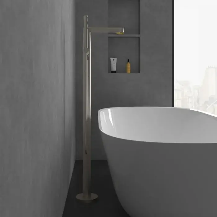 Popular Baterie cada dus monocomanda, freestanding, fara set de dus, nichel periat, Villeroy & Boch Conum TVT12700400064