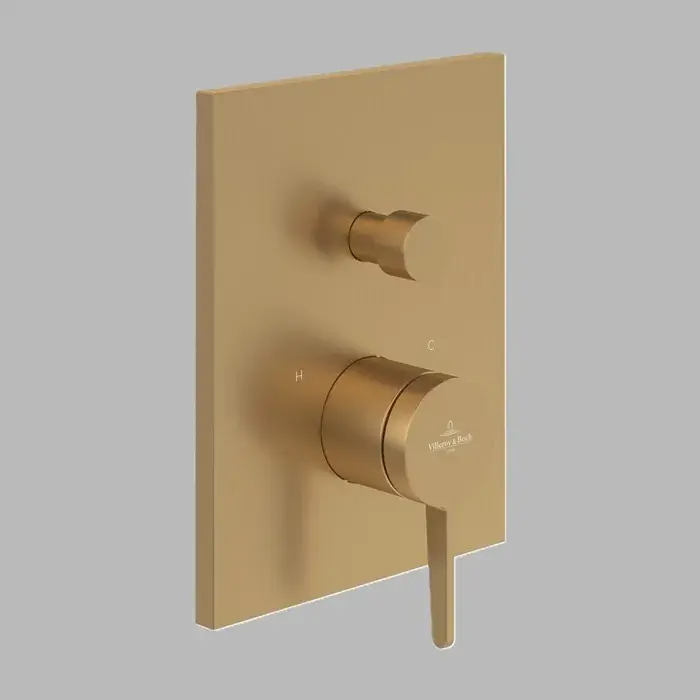 Premium Baterie cada dus monocomanda, incastrata, 2 functii, auriu periat, Villeroy & Boch Conum TVT12700100076