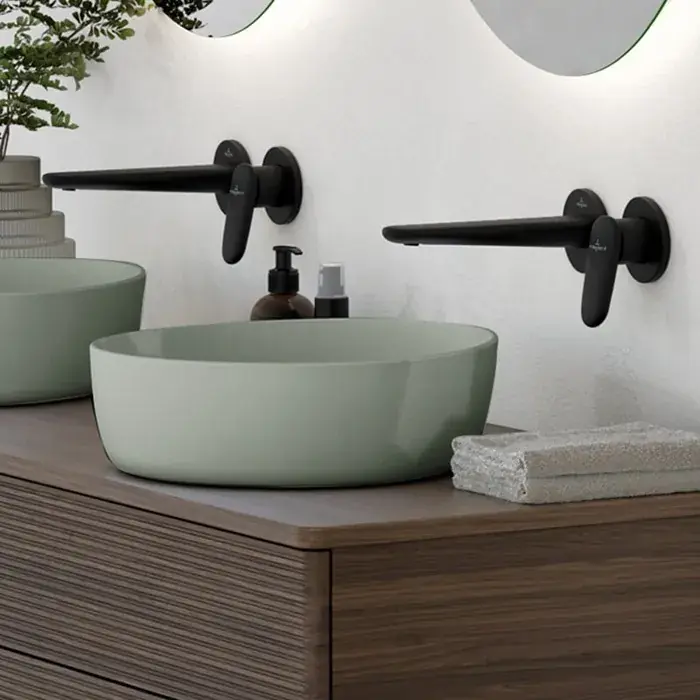 Cumpără acum Lavoar pe blat, oval asimetric, 40 cm, verde mat (Morning Green), Villeroy & Boch Antao 4A7240R8