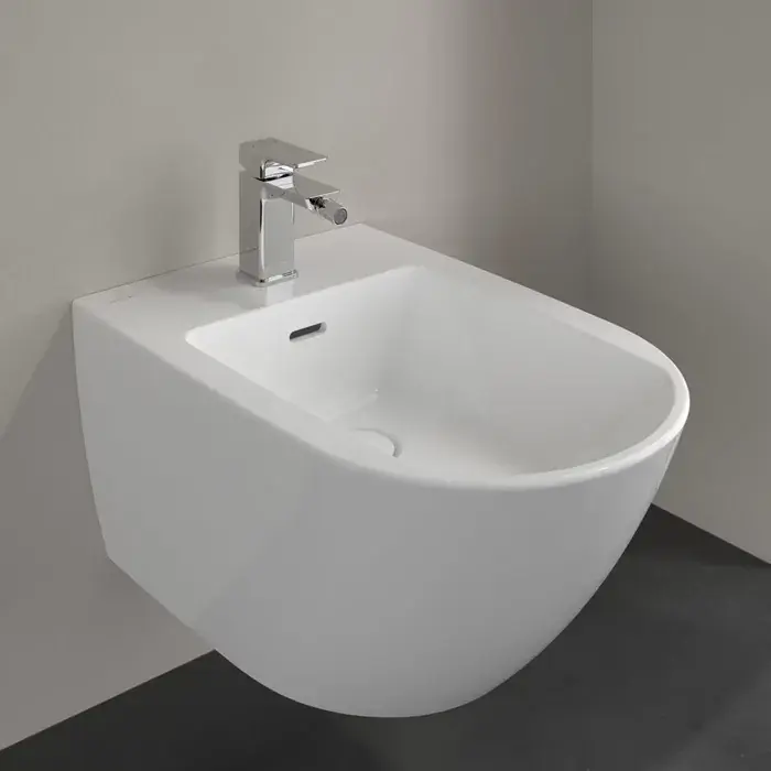 Ieftin Bideu suspendat, cu CeramicPlus, alb lucios, Villeroy & Boch Antao 541100R1