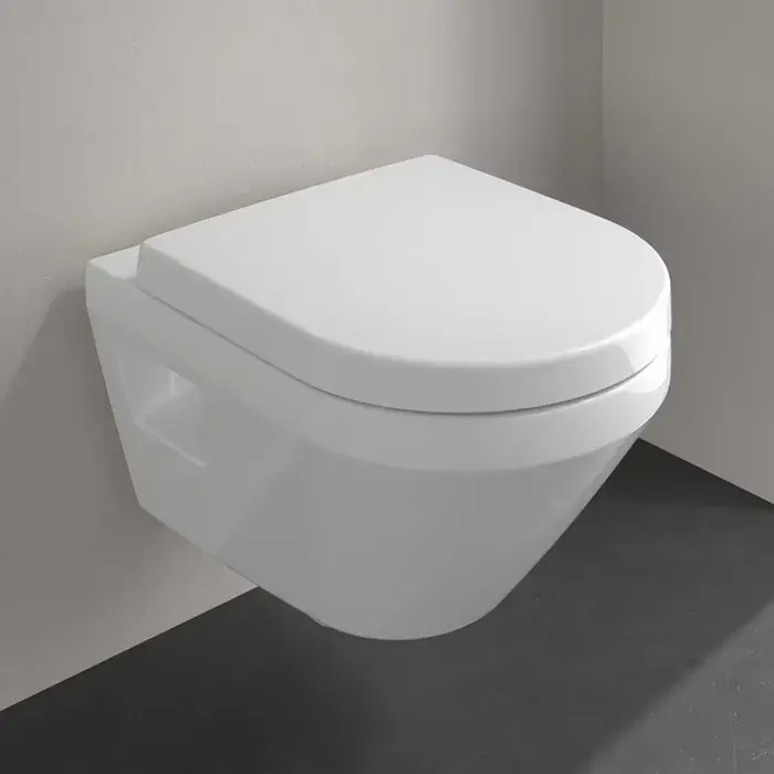 Set Vas wc suspendat Rimless, cu Twist Flush, cu capac soft close, alb lucios, Villeroy & Boch Architectura 5684CL01 Calitate înaltă