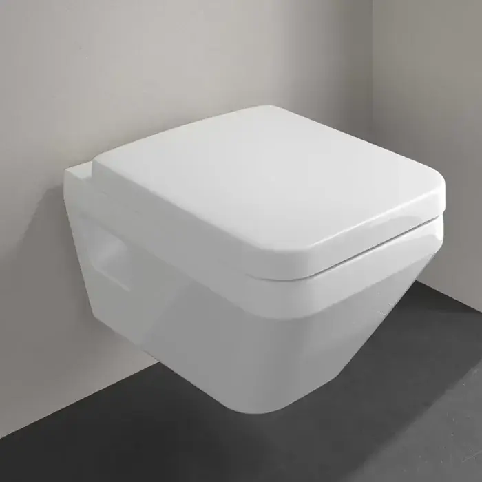Set Vas wc suspendat Rimless, CeramicPlus, cu Twist Flush, cu capac soft close, alb lucios, Villeroy & Boch Architectura 5685CLR1 Preț mic