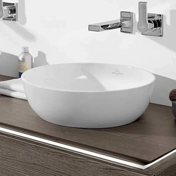 Lavoar pe blat, rotund, CeramicPlus, 43 cm, alb lucios, Villeroy & Boch Artis 417943R1 Ofertă de sezon