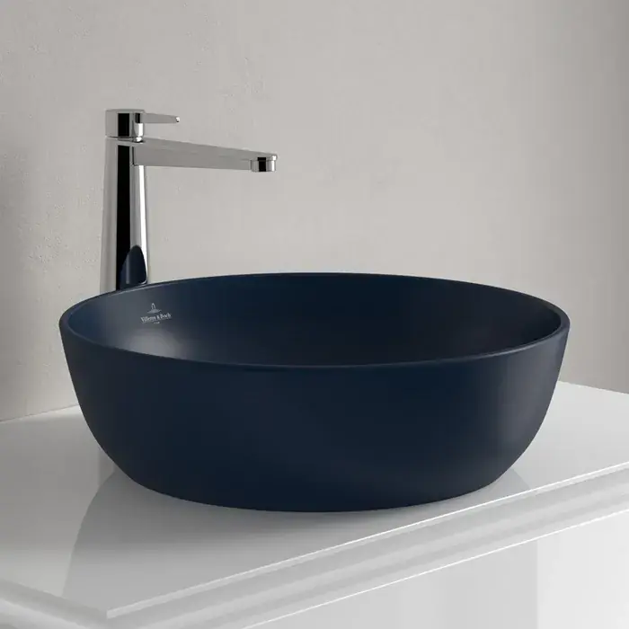 Popular Lavoar pe blat, rotund, CeramicPlus, 43 cm, Matt Nightfall, Villeroy & Boch Artis 417943R6