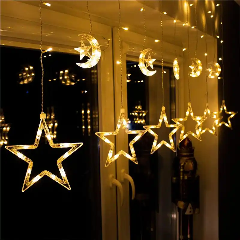 (DL) Instalatie lumina tip perdea cu 138 LED-uri, 2m, pentru interior/exterior, stelute iluminare alb cald Expediere rapidă