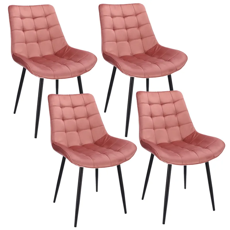 (DL) Set 4 scaune dining Misty pentru bucatarie tapitat cu catifea, 53x63x83cm, roz Cumpără online